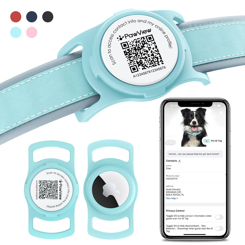 PawView Anti-Loss Smart Pet ID Tag with QR Code - With AirTag Holder for dogs and cats