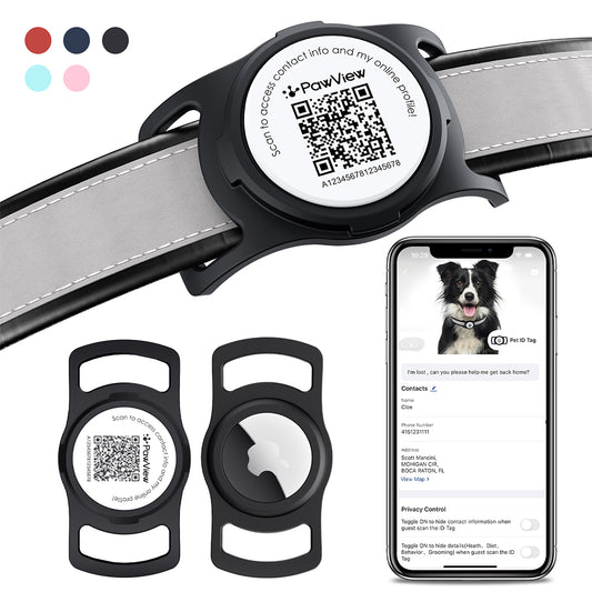 PawView Anti-Loss Smart Pet ID Tag with QR Code  - With AirTag Holder for dogs and cats