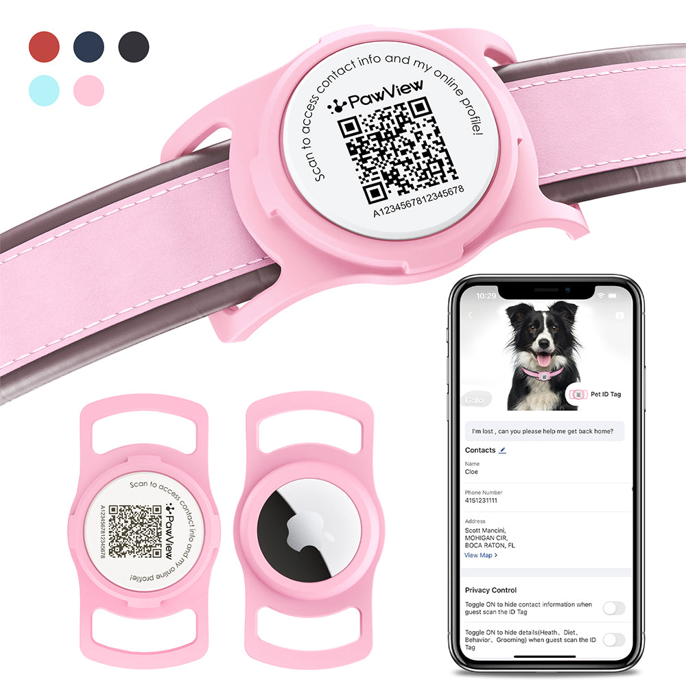 PawView Anti-Loss Smart Pet ID Tag with QR Code  - With AirTag Holder for dogs and cats