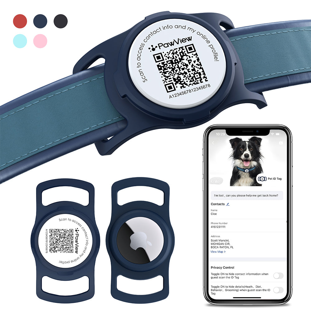 PawView Anti-Loss Smart Pet ID Tag with QR Code  - With AirTag Holder for dogs and cats