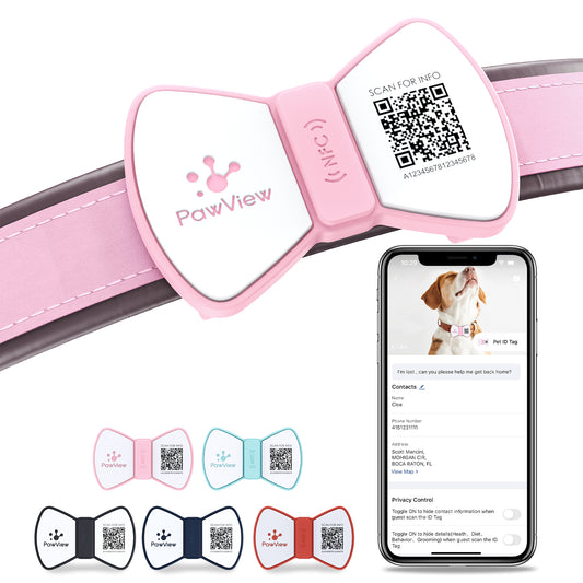 PawView Anti-Loss Smart Pet ID Tag with QR Code - Bowtie