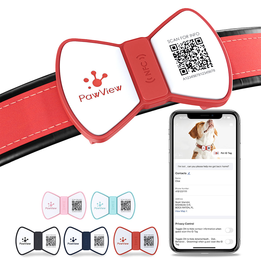 PawView Anti-Loss Smart Pet ID Tag with QR Code - Bowtie